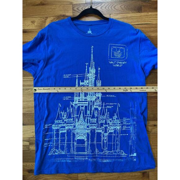 Disney Parks Womens Tshirt Blue White Blueprints of Cinderella Castle Size Large - Picture 7 of 8